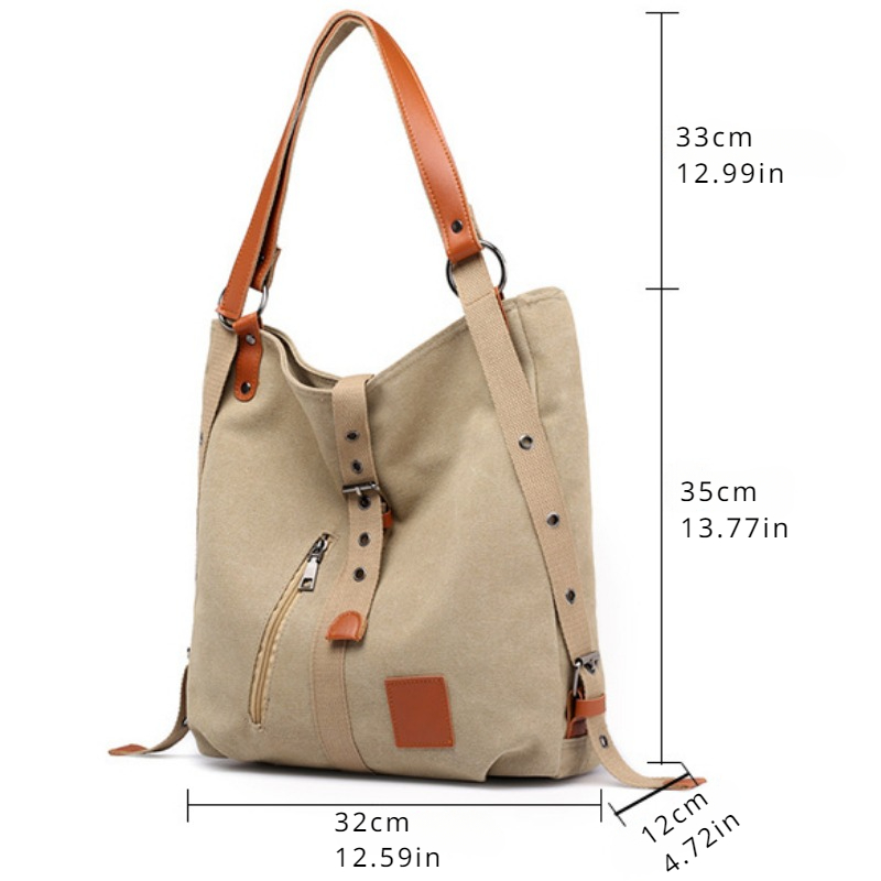 Fashion Canvas Shoulder Bag Women's Large Capacity Backpack New Multi functional Crossbody Bag Outdoor Leisure Portable Bag