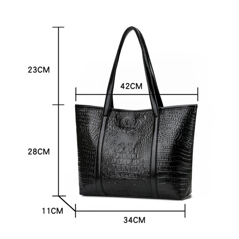 Elegant Women Handbags Vintage Crocodile Soft Pu Leather Shoulder Bag Female Large Capacity Tote Bags Ladies Travel Shopping Bag