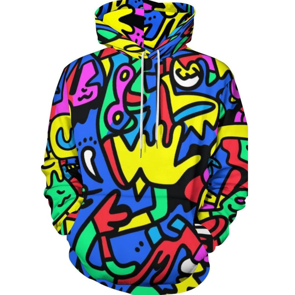 Hoodie for Mens Womens Unisex Novelty Hip-Hop Graffiti Hoodie, Stylish Street Personality Graffiti Sweatshirt Graphic Trendy graffiti patterns