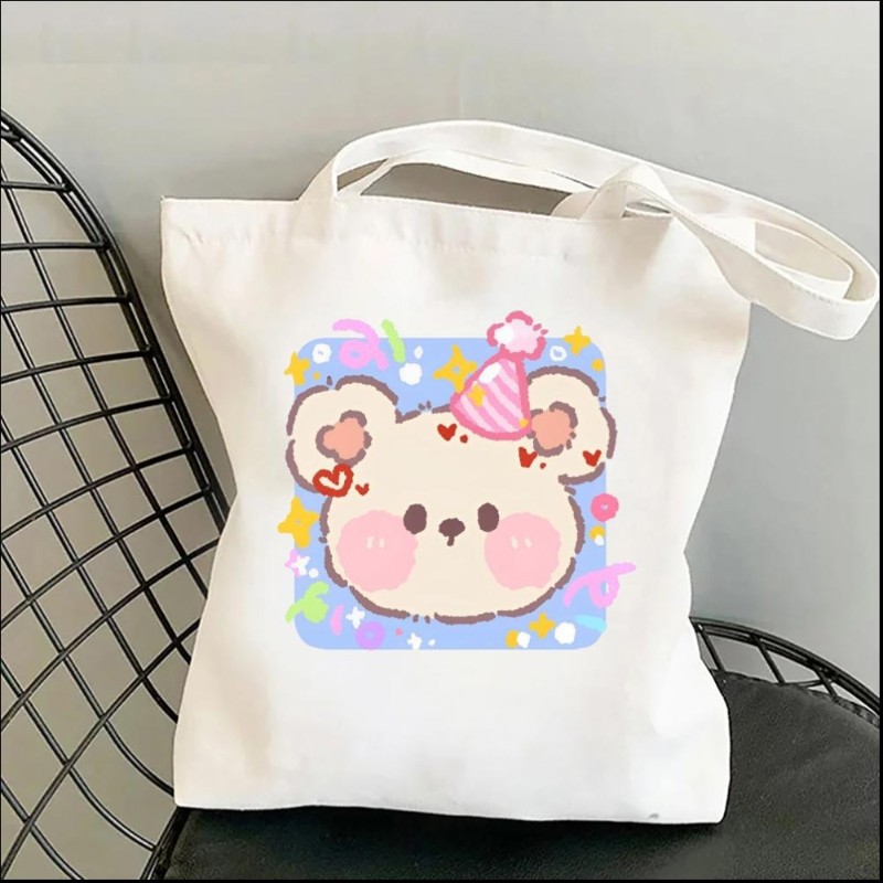 Small Animal Avatar Women Shoulder Bags Kawaii Shopper Shopping Canvas Bag Shoulder Bag Fashion Girl Handbags