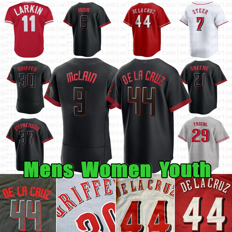 Elly De La Cruz Baseball Jersey Ken Griffey Jonathan India Hunter Greene Johnny Bench Tyler Stephenson Jake Fraley Spencer Steer Joe Morgan Will Benson Reds Votto