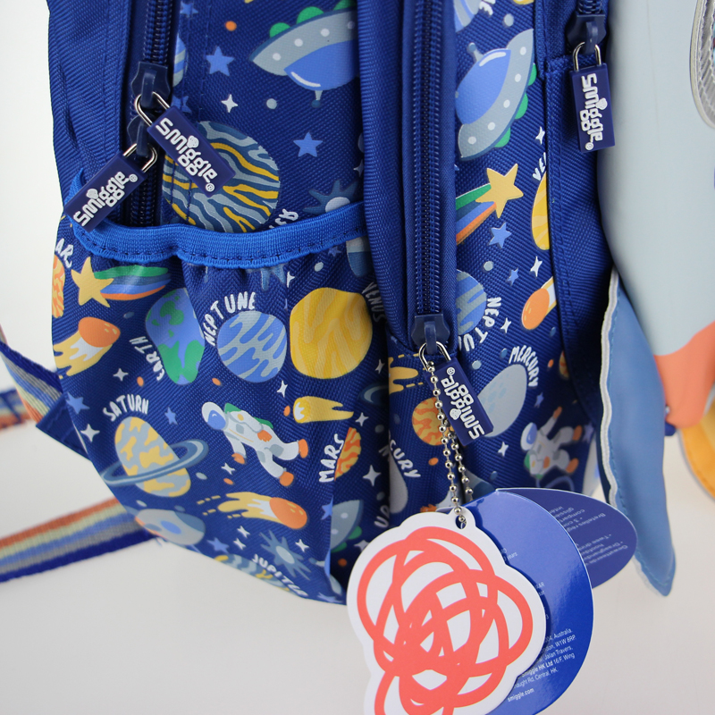 Australia smiggle original children's schoolbag boys shoulder backpack blue rocket cool shape cartoon schoolbag 3-7 years old 14