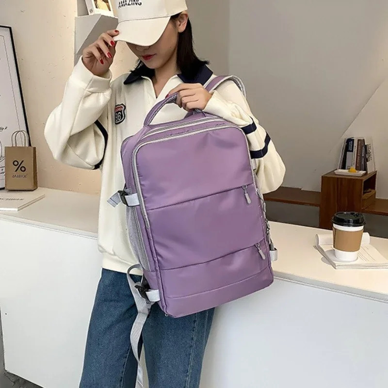 Large fitness bag womens travel backpack USB charging port waterproof sports fitness bag hiking backpack 241106