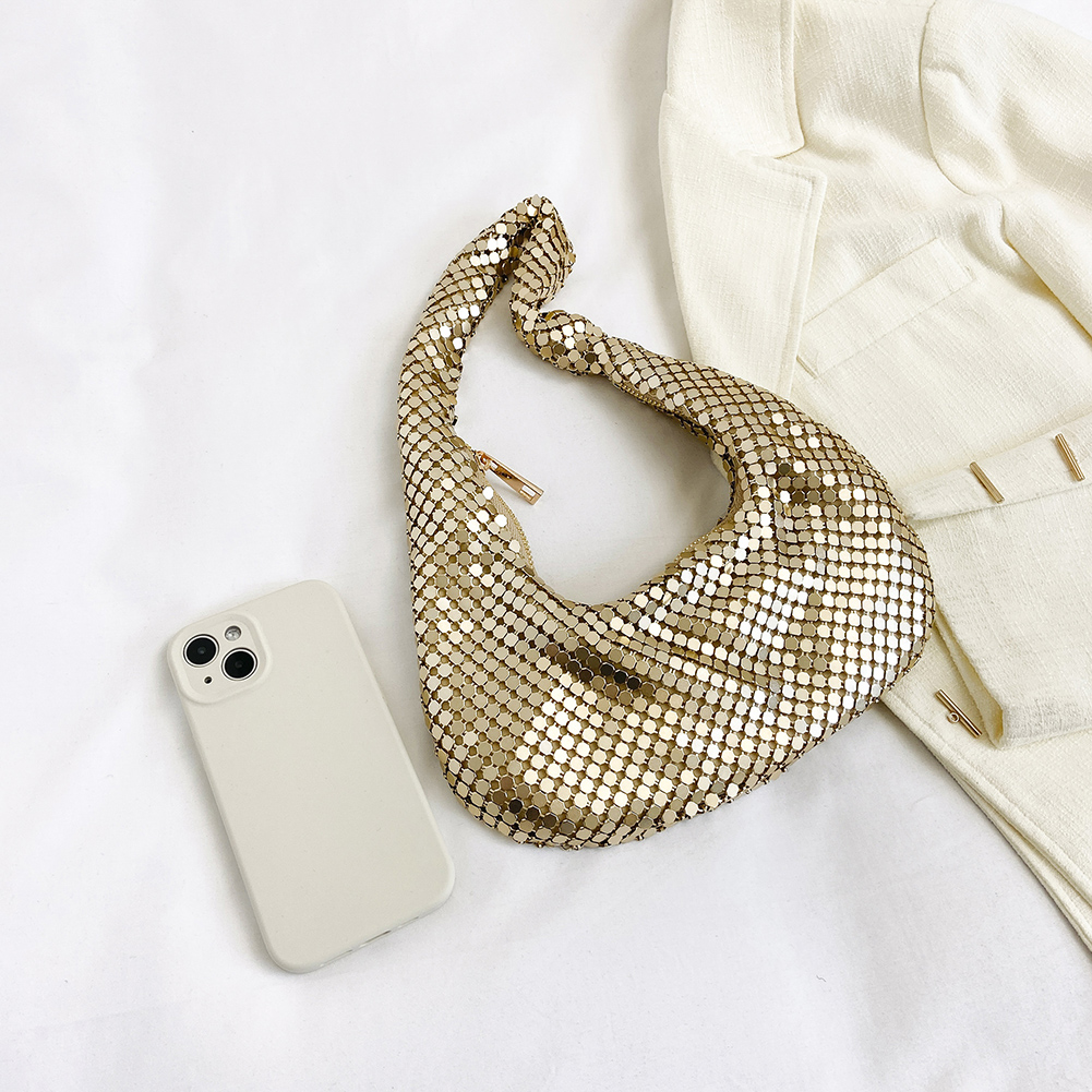 Handle Shining Evening Clutch Bag Luxury Designer Purses and Handbag Silver Shoulder Hobo Bags For Women Wedding Party Totes