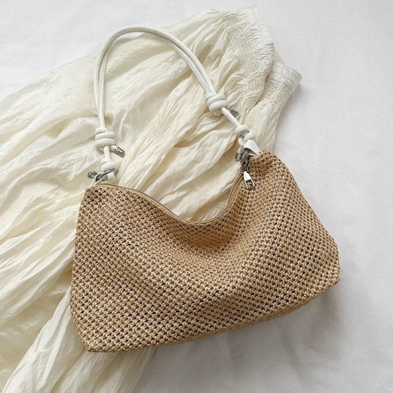 Fashion Designer Straw Tote Bag Woven Shoulder Bag 2024 Summer Beach Ladies Straw Handbags Hobo Bags And Purses Weave