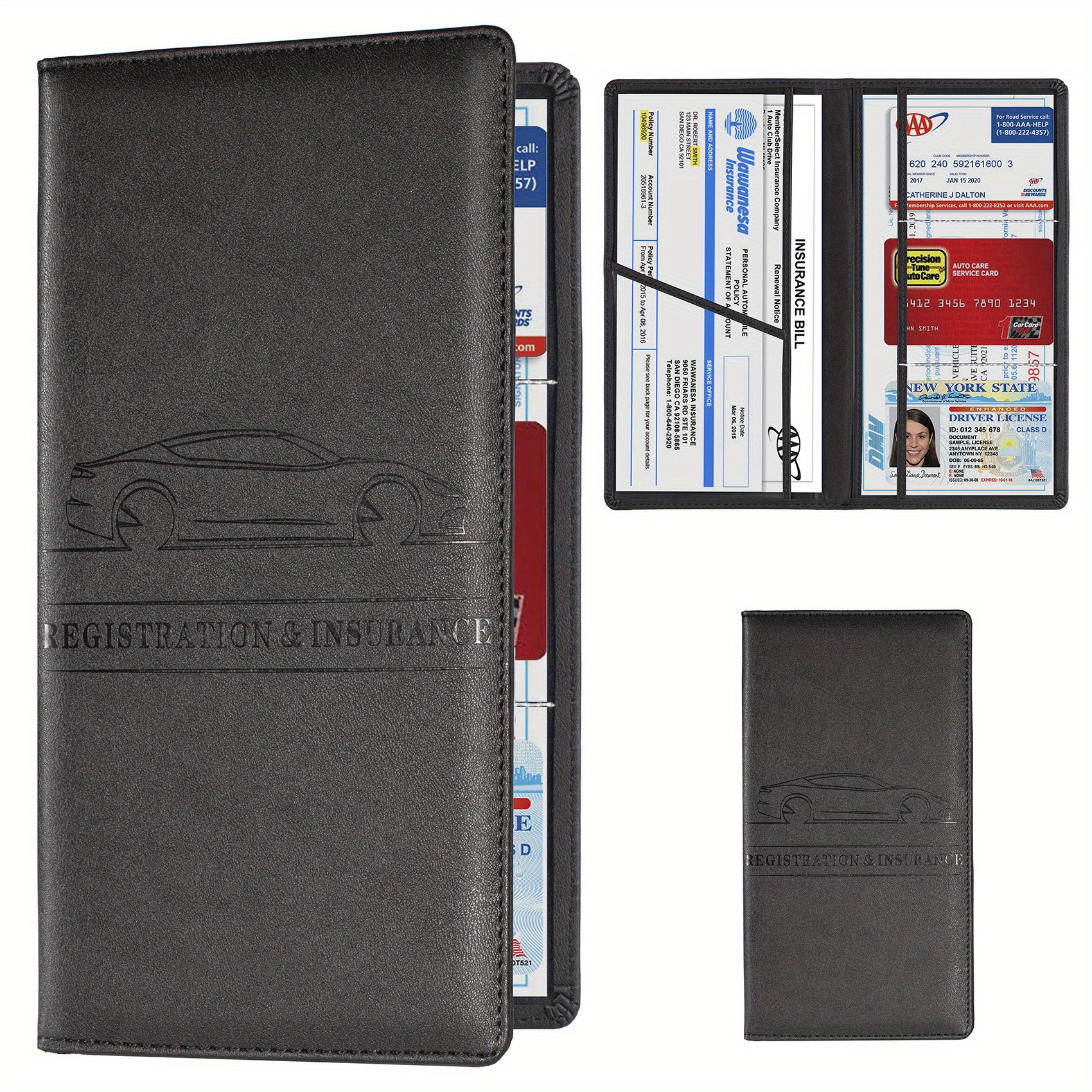 Men's Card Holder, Car Registration Vehicle License Insurance Card Holder Wallet