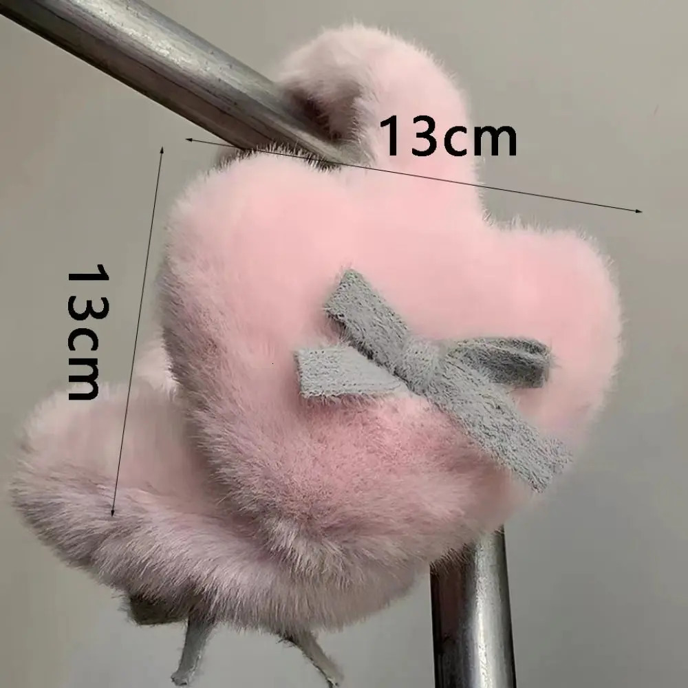Kawaii Bow Knot Earrings Fashionable Plush Heart shaped Fluffy Eartips Cold Protection JK Girls Eartips Womens Eartips 241107