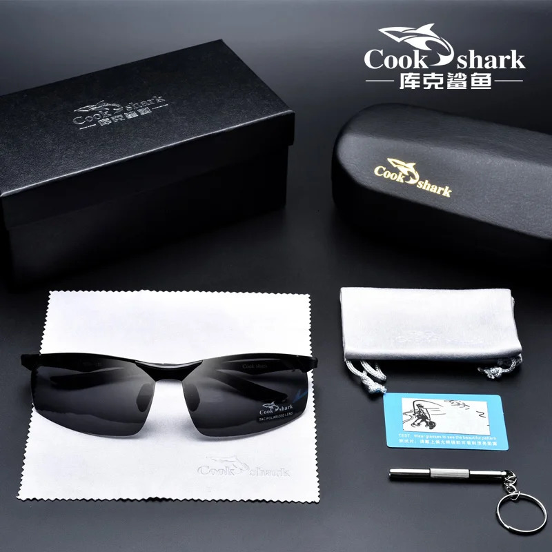 Cook Shark Aluminum Magnesium Sunglasses Mens Sunglasses HD Polarized Driving Glasses 241106