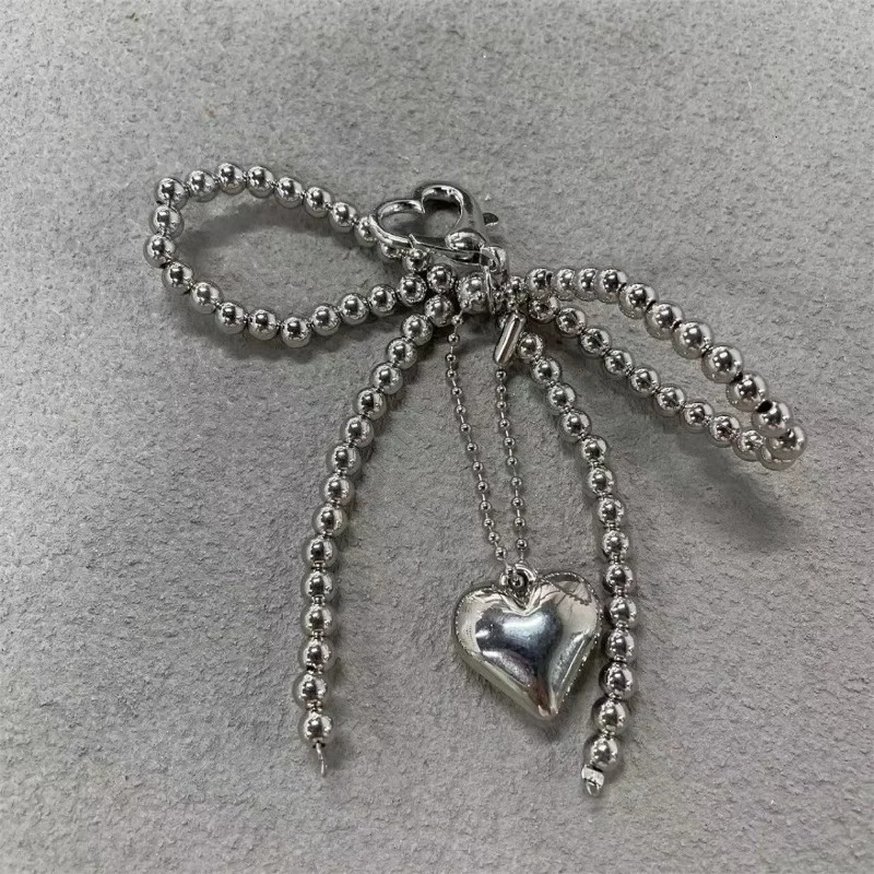 Butterfly Knot Pearl Keychain Butterfly Knot Heart shaped Phone Pendant Simulated Pearl Bag Keychain Birthday Party Gift Jewelry Accessories 241107