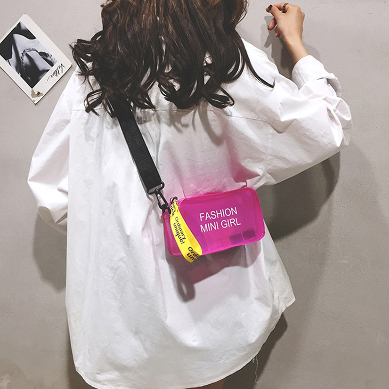 Transparent Women's Crossbody Bag Letter Fashion Mini Shoulder Bag Jelly Bag
