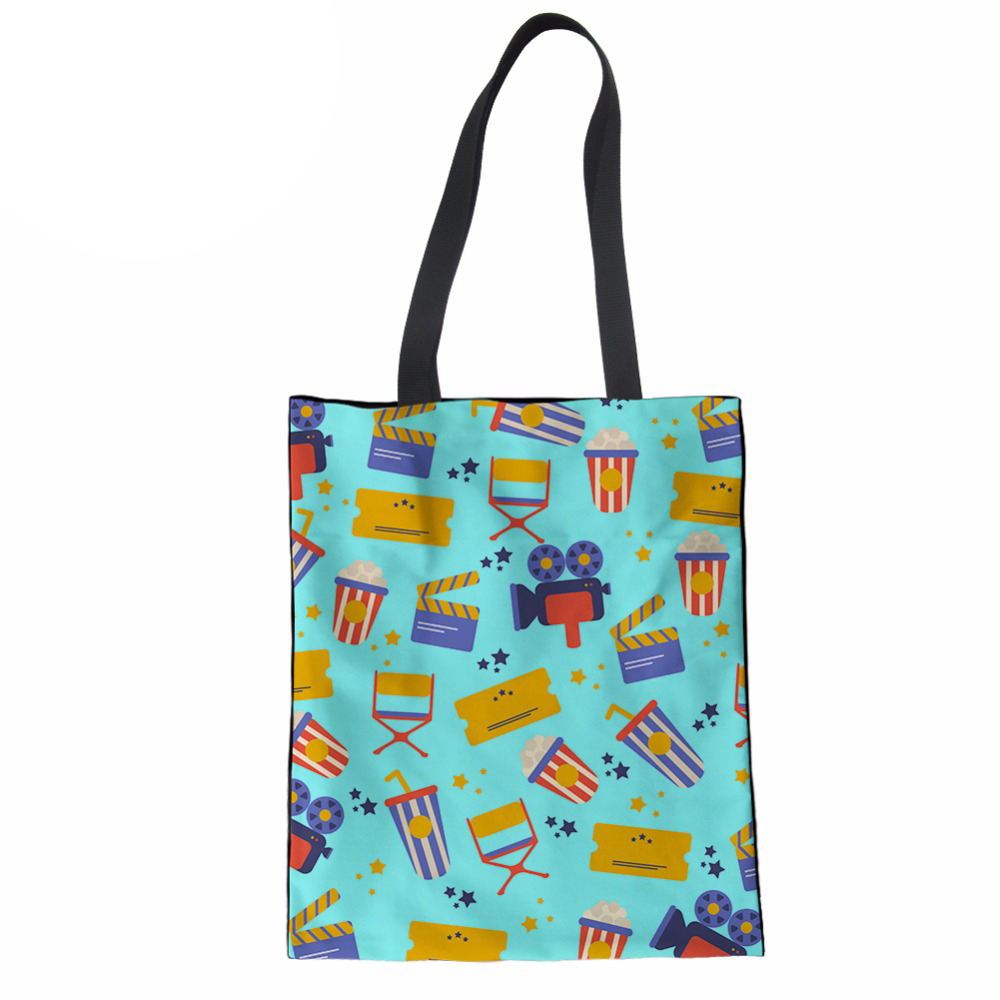 Women Handbags Canvas Coth Bag Movie Print Top-handle Bags for Teenager Girls Shopping Bag Tote Beach Bag Bolsa Mujer