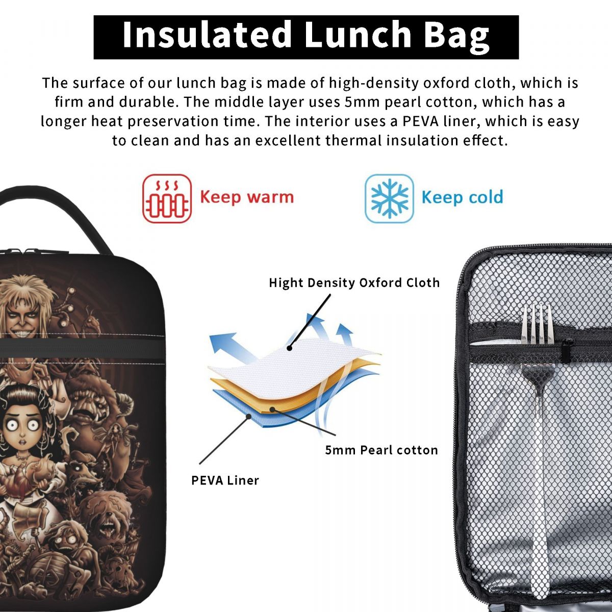 Custom Thirteen Hours Lunch Bag Men Women Cooler Thermal Labyrinth Movie Insulated Lunch Box for Children School