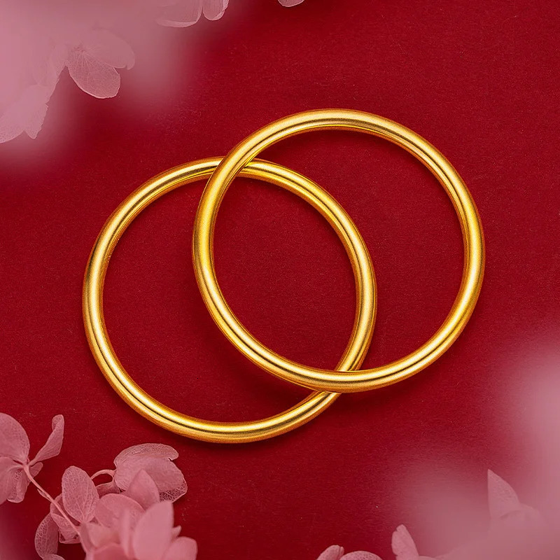 Fashionable 5mm antique inherited AU999 gold bracelet 24K genuine gold womens closed high-end exquisite jewelry bracelet 241107