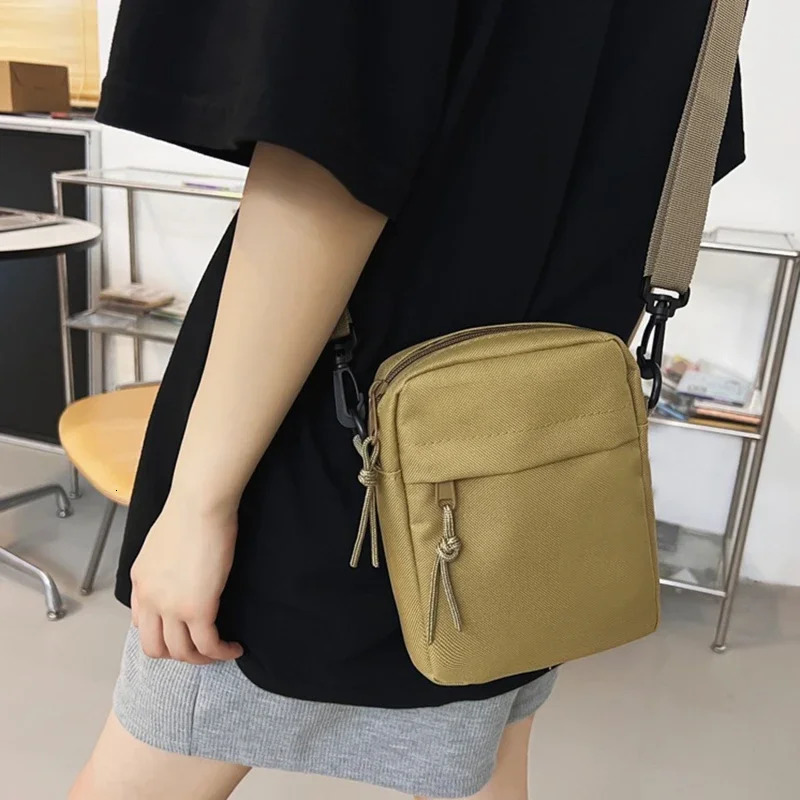 Messenger Sling Bags for Men Casual Canvas Small Zipper Crossbody Pouch Simple Shoulder Bag Bolso Hombre 241106