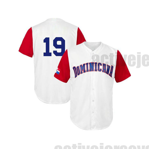 Custom men's white Dominicana baseball embroidered jersey fast shiped