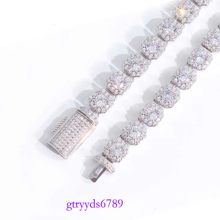 Necklace bracelet Moissanite Dia Custom Vvs Cuban k S Sier 8mm 12mm Large Tennis Chain Solid Back Hiphop