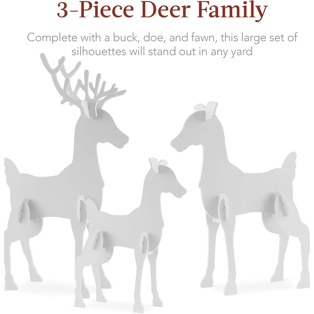 3Piece 56in Reindeer Family Silhouette Set Outdoor Christmas Deer PVC Yard Decoration Holiday Decor 241107