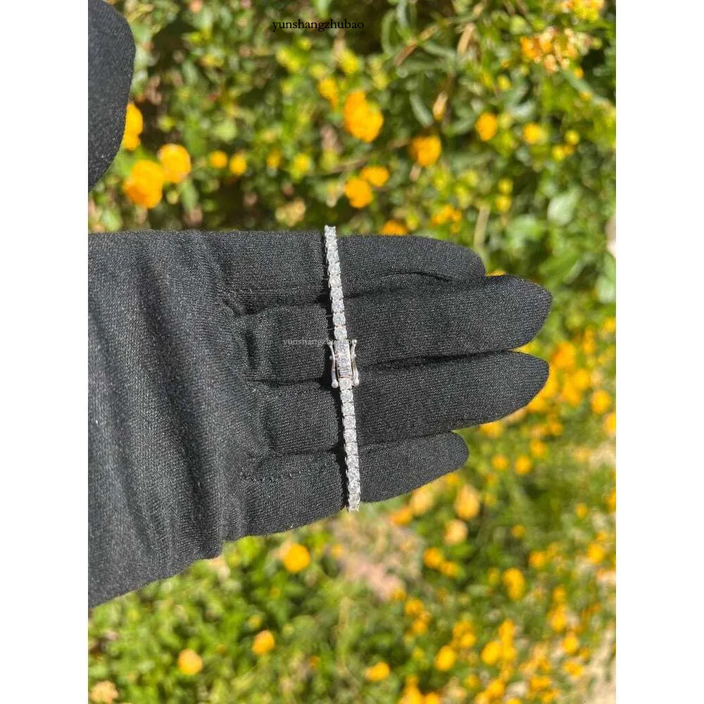 Rinntin SMN Premium Iced Crystal Tennis Moissanite Necklace Chain VVS Clarity 14kt Sterg Sier 7-24 Inch Mossanite Jewelry