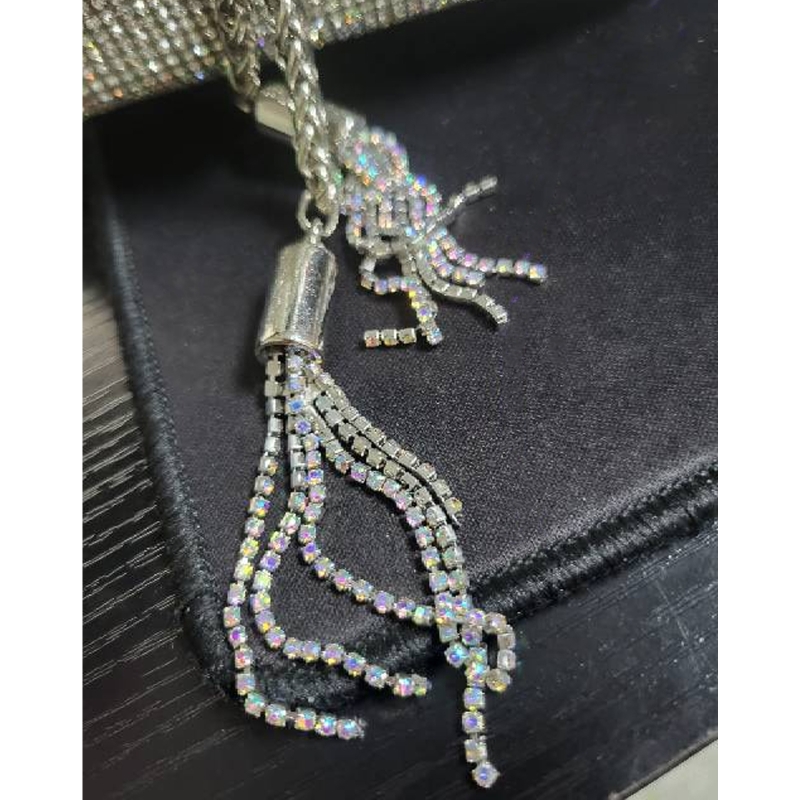 Stylish Diamonds Shoulder Bag Women Luxury Party Handbag with Colorful Rhinestone Tassel for Wedding Evening Crossbody Purse