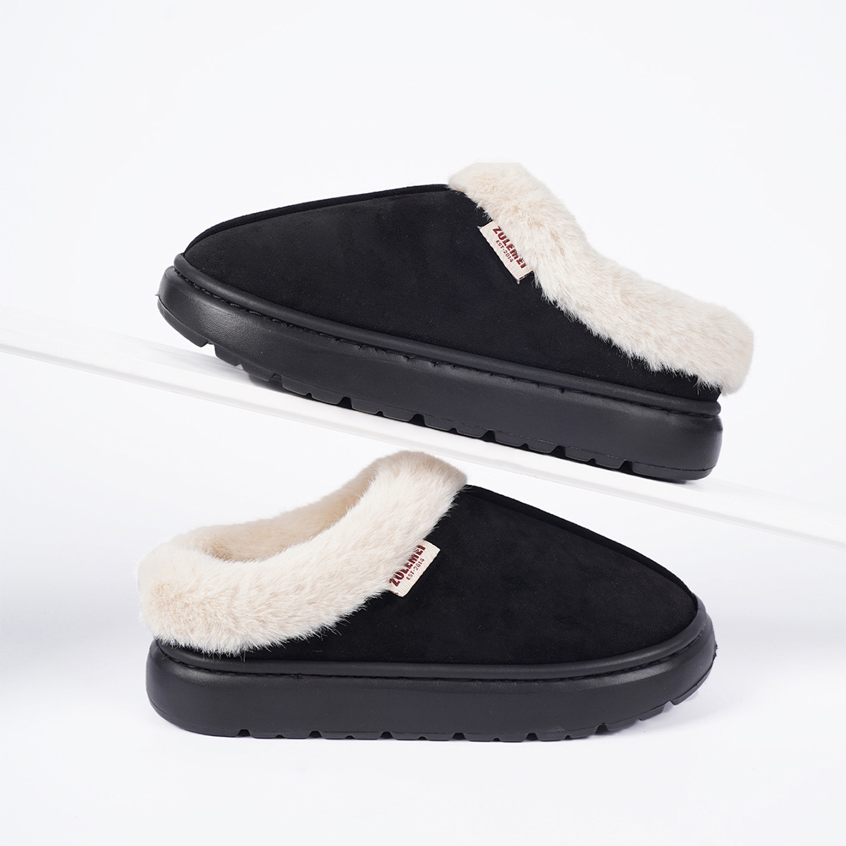 Men's and Women's Wool Mouth Home Anti Slip Warm Cotton Slippers.