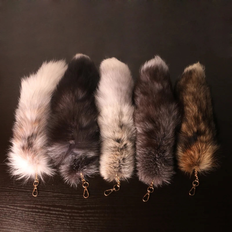 Fashion Wolf Fox Tail Fur Keychain Neutral Puff Pendant Car Keyholder Cute Keychain Charm Package Accessories Gifts 241107