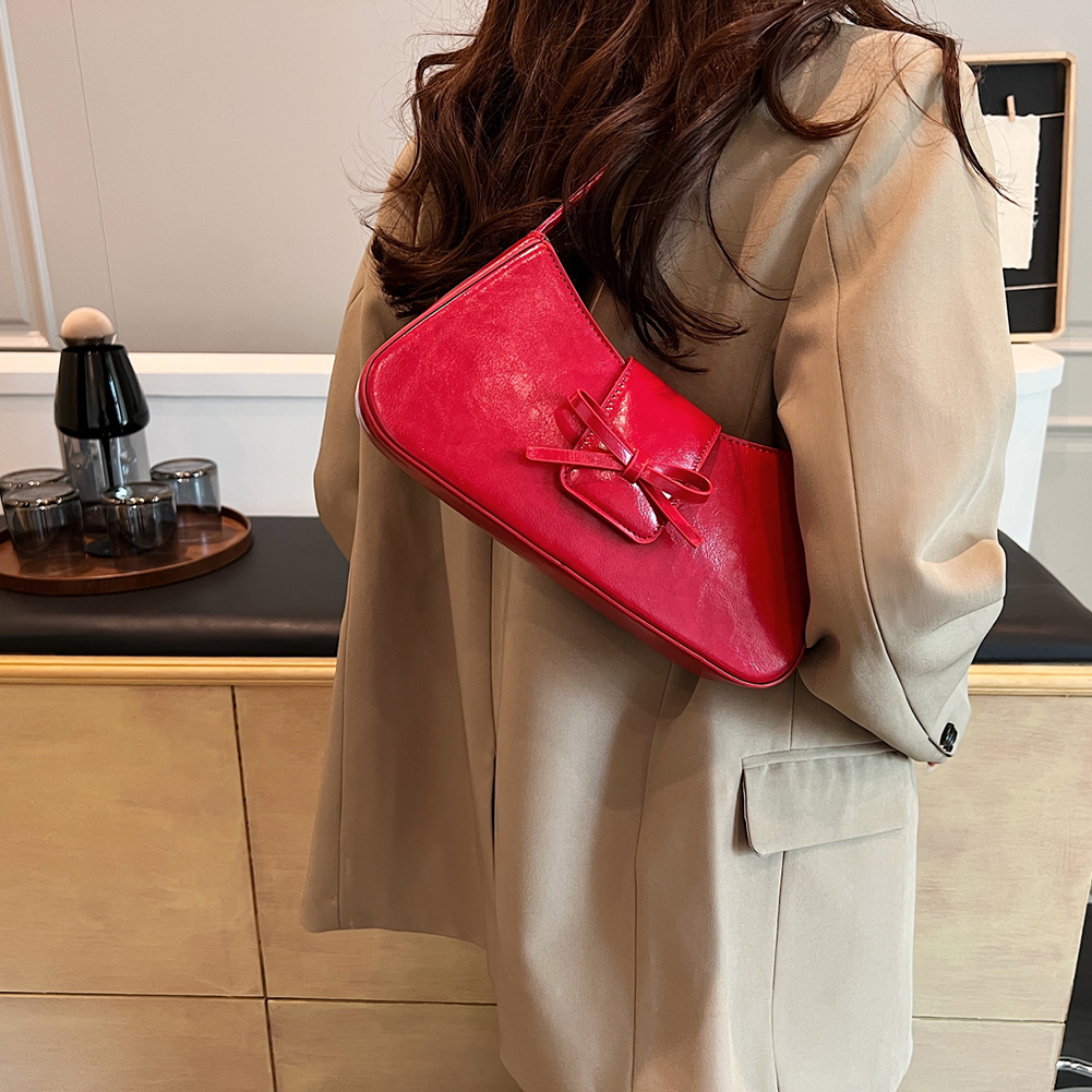 Women Leisure Armpit Handbag PU Leather Fashion Shoulder Purse Solid Color Travel Underarm Handbag Female Dating Bag