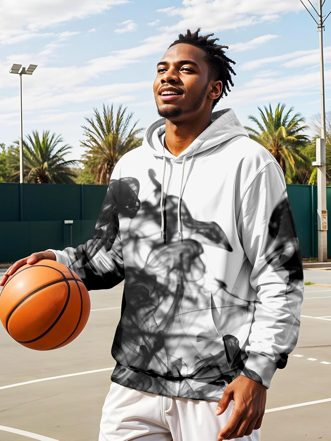 Hoodie for Mens Womens 3D Print Hoodies-Unisex Novelty Hoodie Sweatshirt Xmas Teen Boys Girls Gifts Black White Galaxy