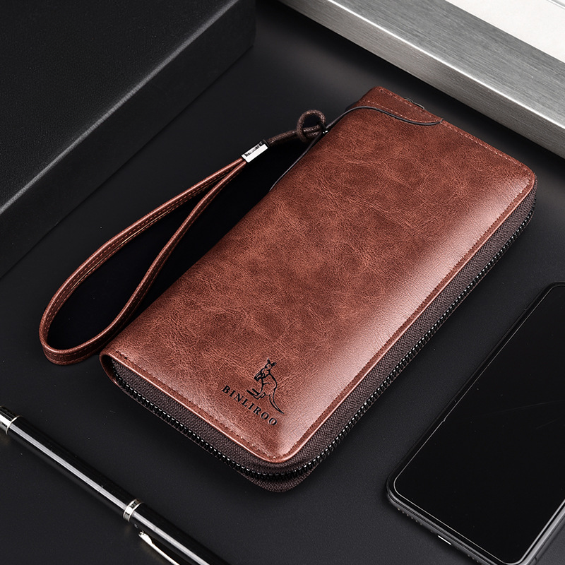 Men's Long Zipper Wallet High Quality Pu Leather Wallet for Men RFID Blocking Business Clutch Bag Credit Card Holder Purse Man
