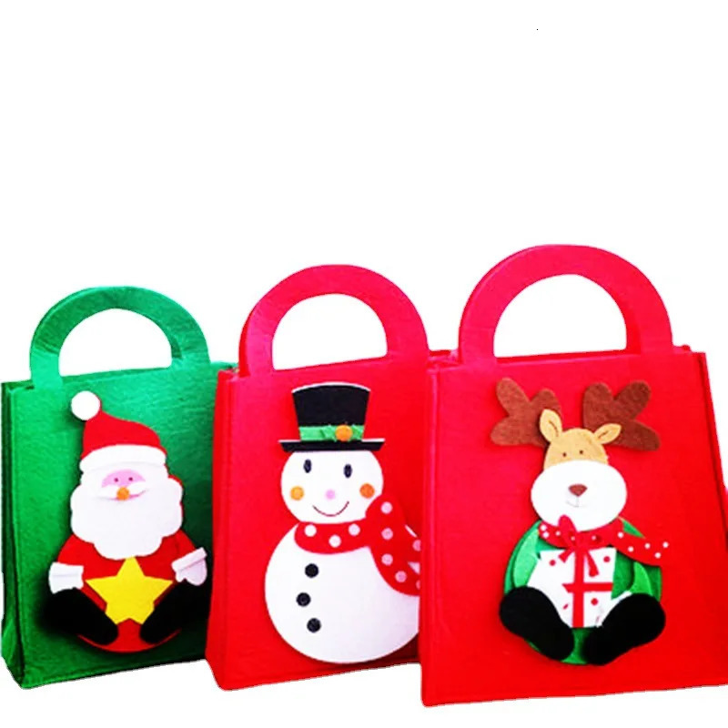 Felt Christmas Bag Santa Claus Gift Candy Handbag Snack Biscuit Storage Bag Reusable Mini Handbag Year Decoration 241107