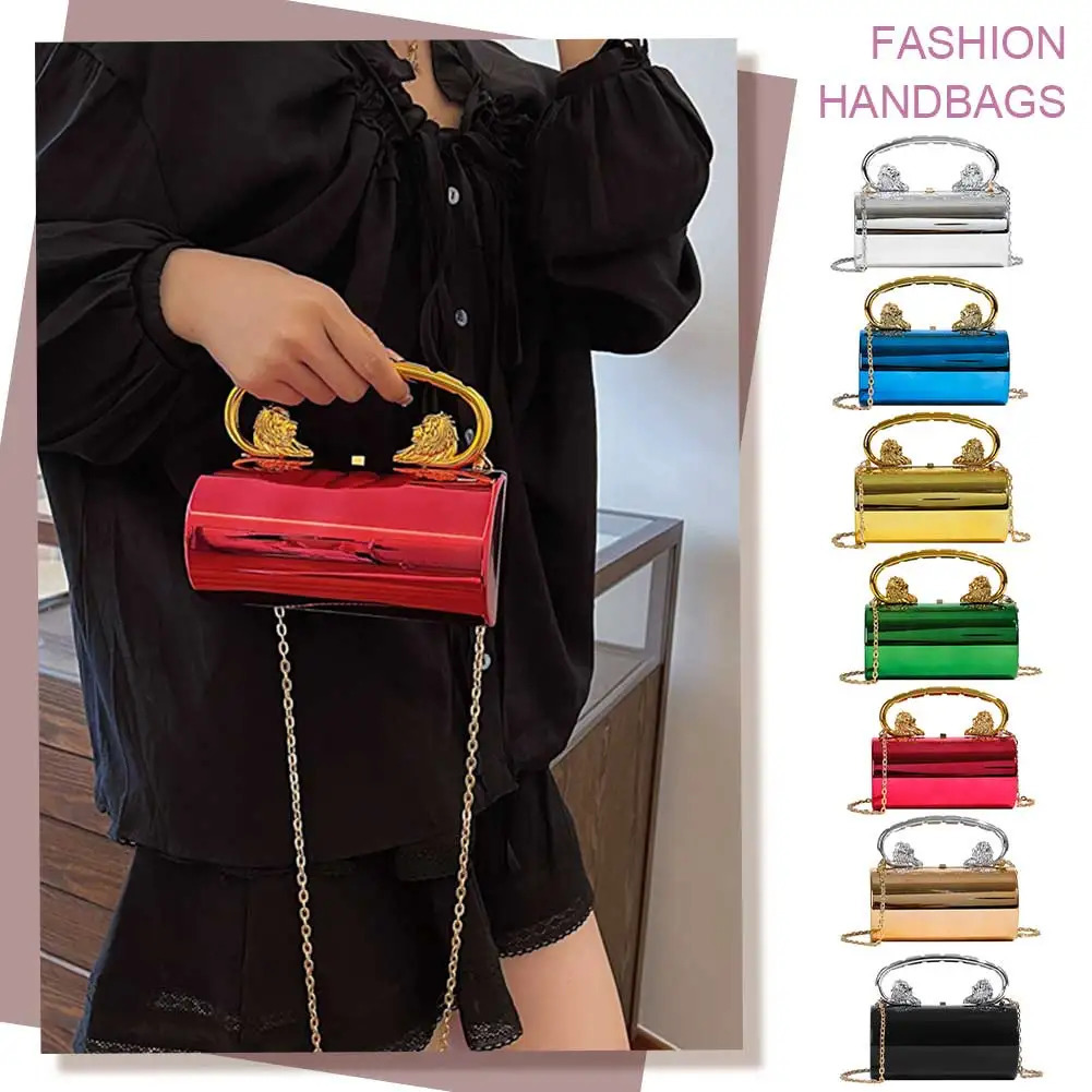Acrylic shoulder bag cylindrical womens cross bag with chain handbag solid homeless bag used for weddings and dances 241106