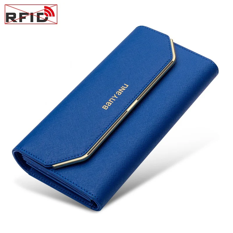 RFID Wallets for Women NEW Luxury Card Ladies Wallet Faux Leather Purse Black Purple Blue Red Pink Gold Bags Carteras Femme