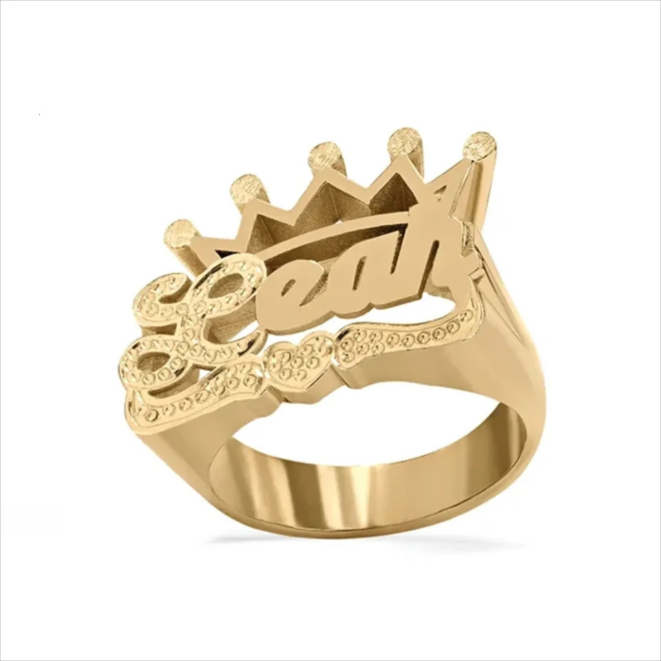 Name customized crown ring dual tone electroplated 3D ring handmade S925 silver custom name ring mens and womens gift 241106