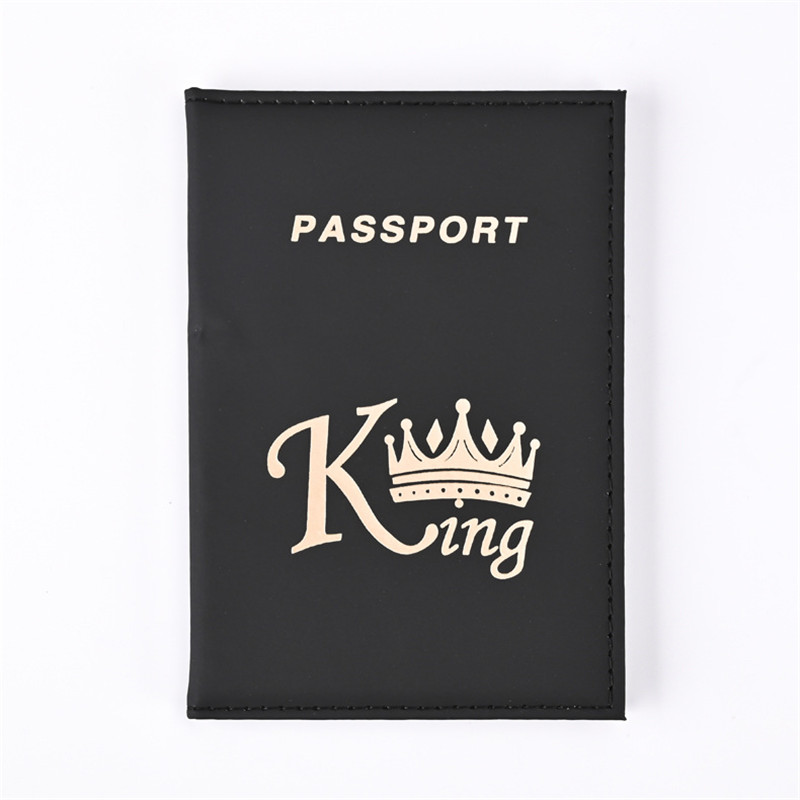 Fashion King Queen Crown Print Passport Cover Women Men Travel Ticket Storage Pocket Waterproof Passport Credit Card Holder