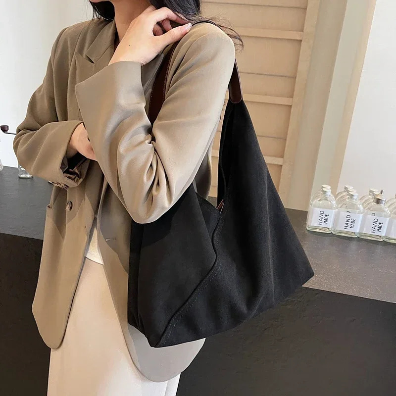 LEFTSIDE Retro 2-piece/Set Artificial Suede Womens Underwear Bag Winter Y2K Womens Fashion Stray Bag Womens Shoulder Bag Handbag 241106