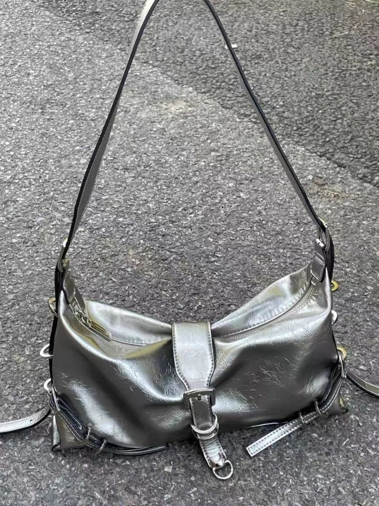 Y2K Korean Fashion Harajuku Girl Fairy Grunge Silver Hand Bag Aesthetic Trendy Purses Crossbody Handbag Shoulder Tote Bags Women