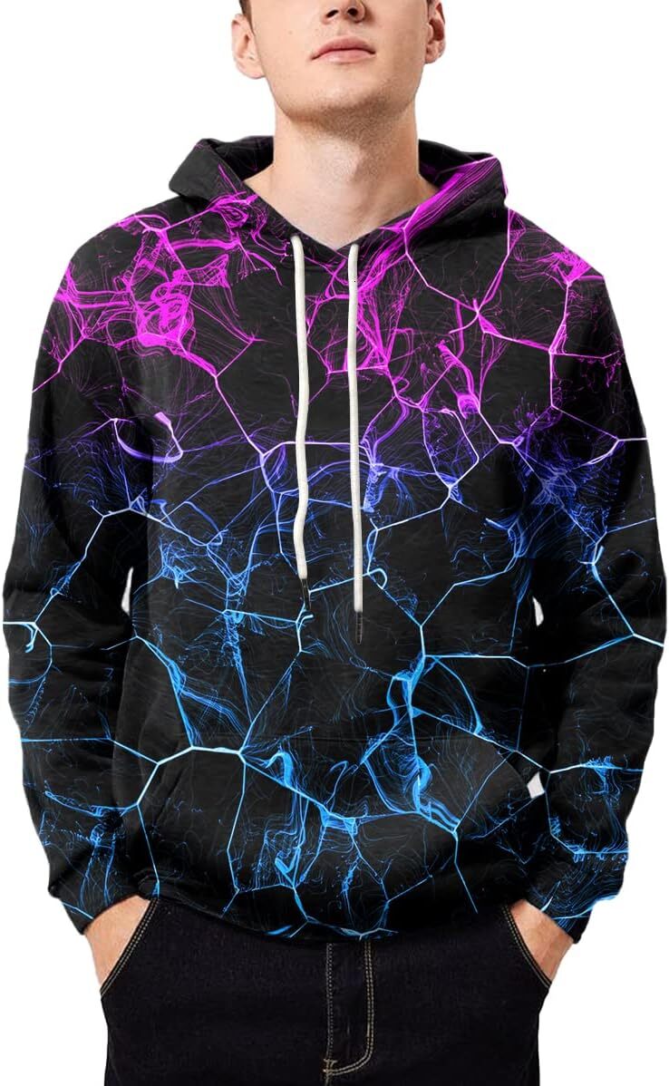 Hoodie for Mens Womens Unisex Colorful Graphic Hoodies 3D Print Cool Sweatshirt Cool Design with Pocket for Men and Women Graphic Fashion black