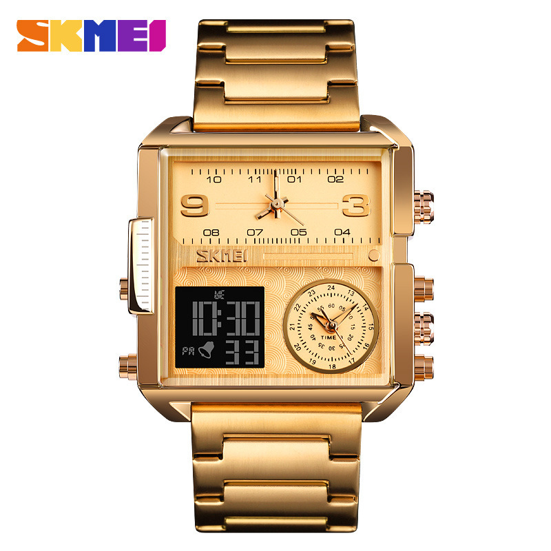 Waterproof 30M sports electronic watch tempered glass mirror luminous alarm clock three time zones titanium alloy case juvenile watch 012