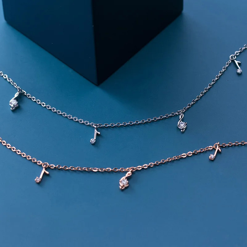 925 silver womens ankle bracelet leg chain music note ankle bracelet fashion trend rose gold platinum color 21 cm adjustable 241107