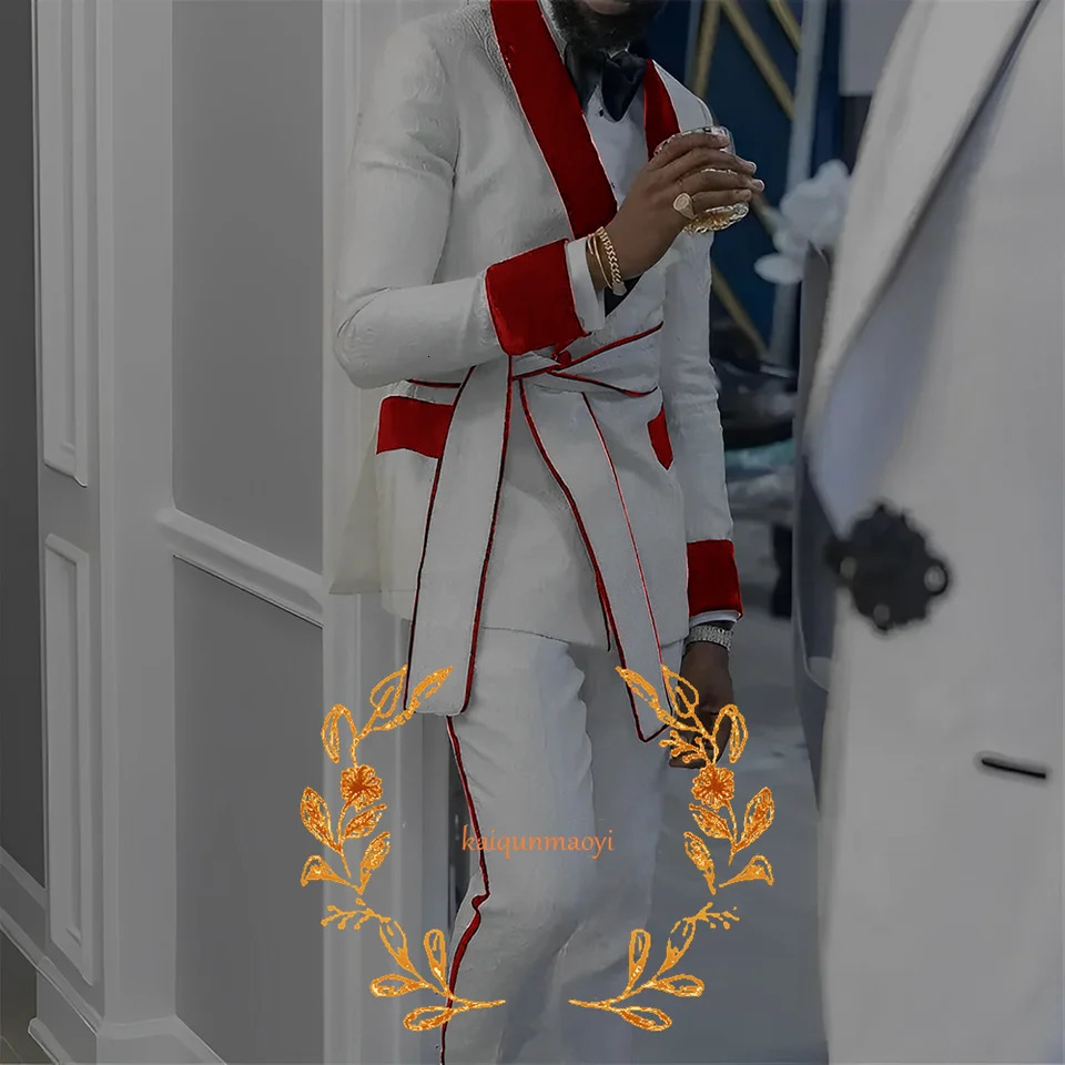 Mens Jacquard Set Formal Wedding Groom Evening Dress Double Chest Jacket Velvet Necklace XS-5XL Mens Wear 241106