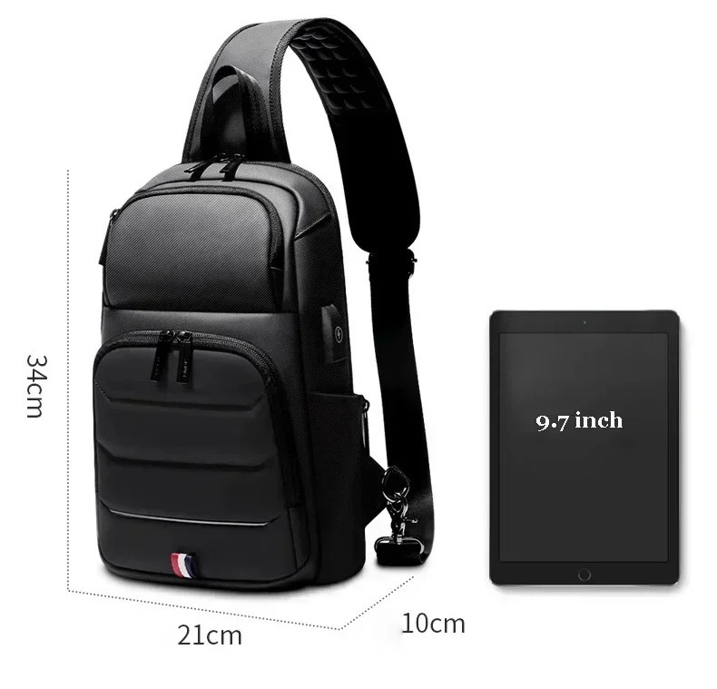 Male Shoulder Bag Antitheft Fashion Crossbody USB Messenger Sling Chest Oxford Strap Pack Handbags w241106