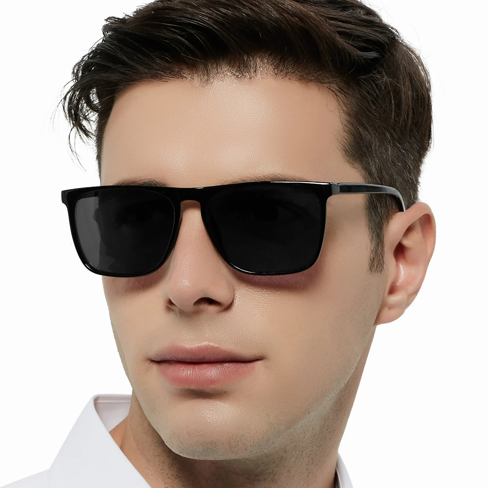 Mens sunglasses polarized er anti car glasses fashionable square mens sunglasses black sunshade glasses UV400 241106