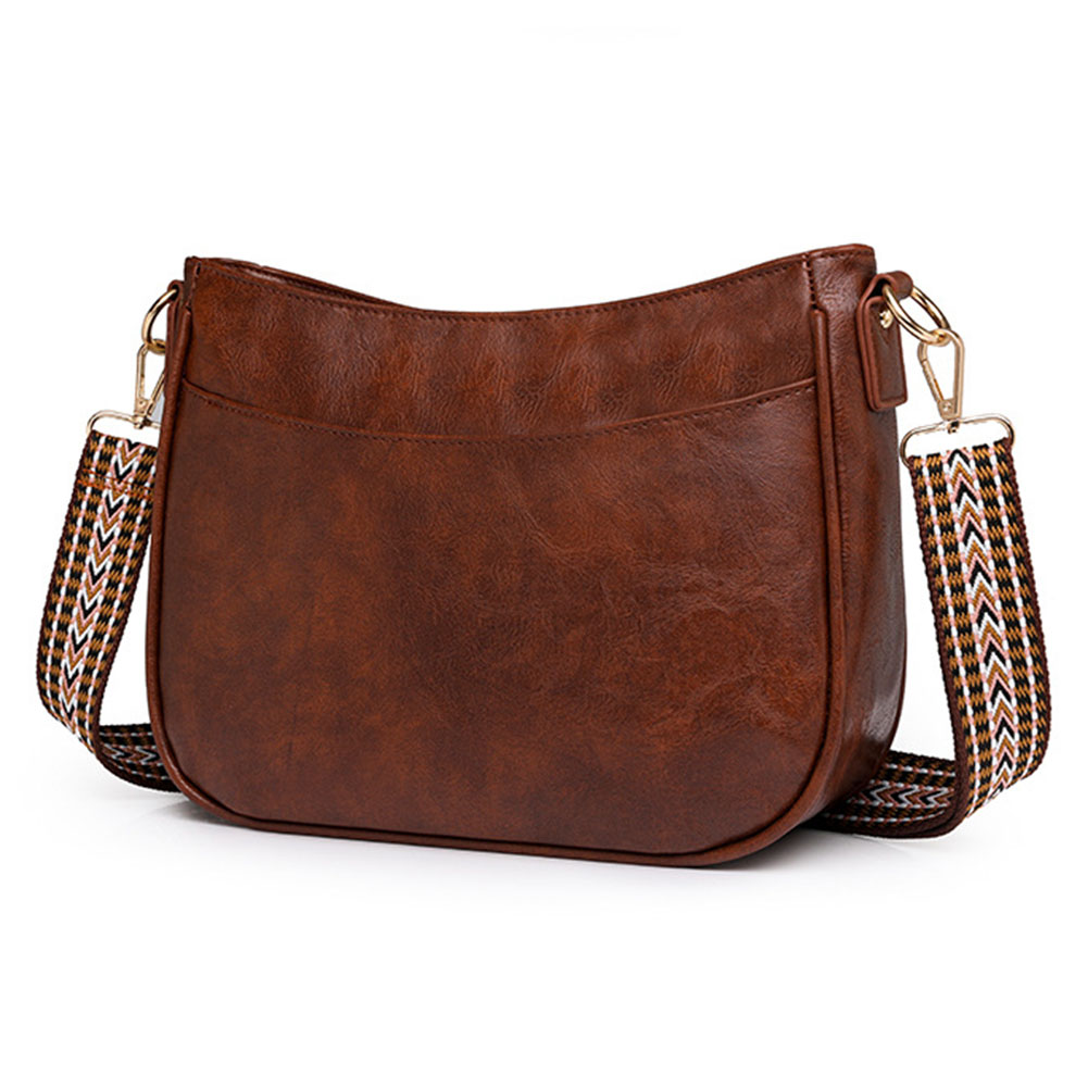 Vintage Trendy Crossbody Bag PU Leather Shoulder Purse with Guitar Strap Satchel Purse Underarm Bag for Women and Girls