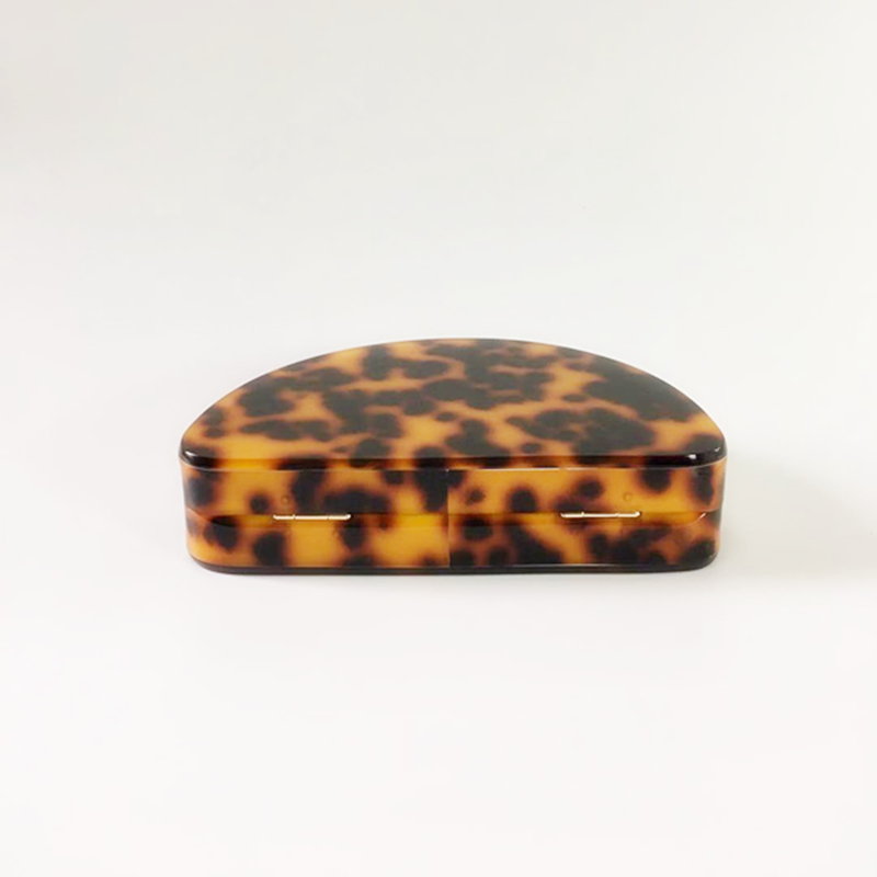 New Wallet Fashion Women Acrylic Handbag Vintage Semicircle Amber Evening Bag Trendy Party Prom Leopard Clutch Purse Dinner Bags