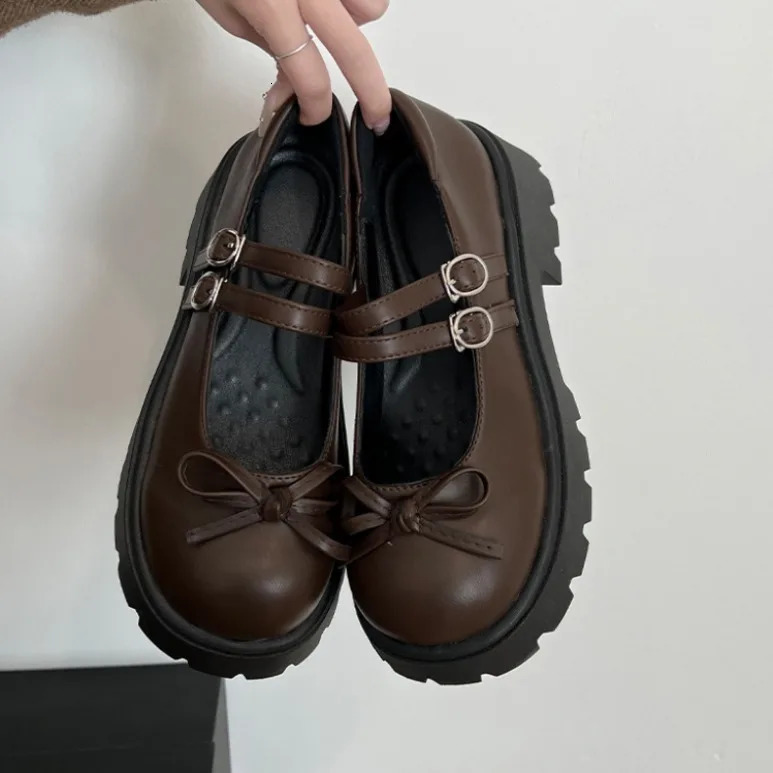Casual womens shoes round toe shallow mouth Clogs platform fully matched womens shoes bow knot Oxford comfortable crawling boots 241106