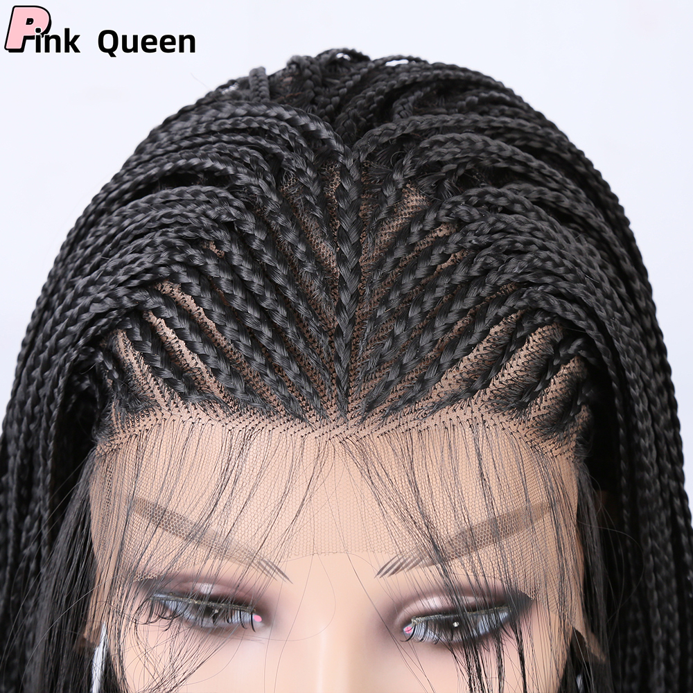 European and American fashion chemical fiber wig 13*4 front lace wig three dreadlocks black 26 inch long vacation hair