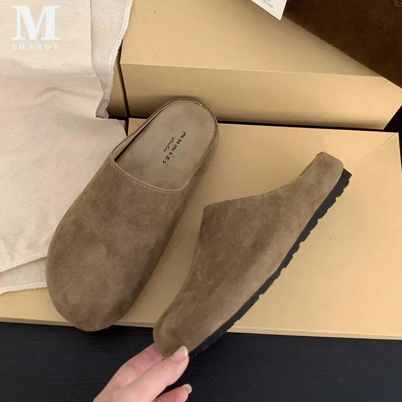 Leopard Women Slippers Platform Flats Suede Mule Shoes Woman Trend Slingback Casual Walking Fashion Mujer Zapatos 241106