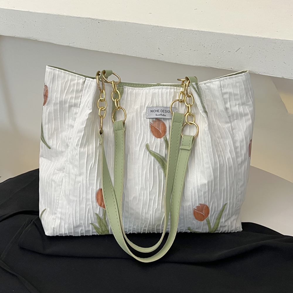 France Women's Handbags Trend Designer Floral Bags Tulip The Tote Bag Spring Summer Pearl Sac A Main Femme Shoulder Bag