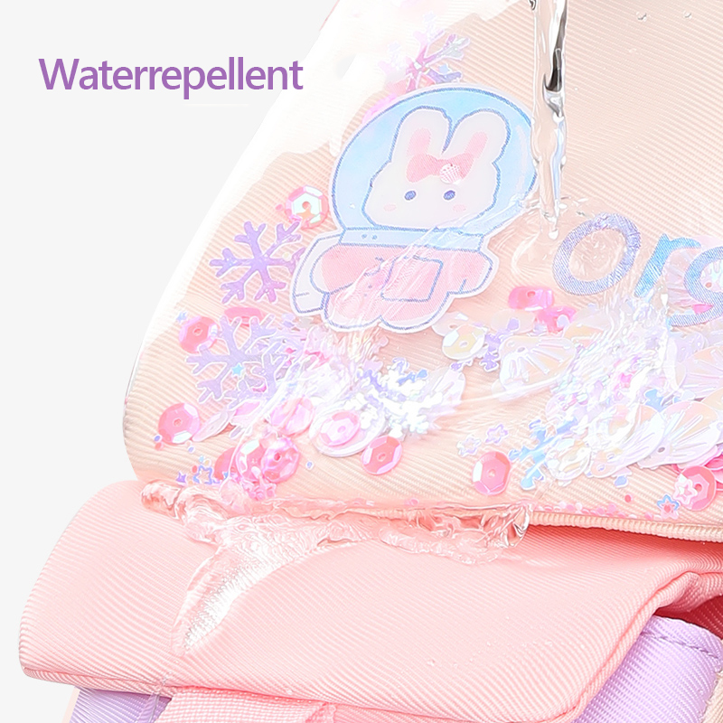 New Girls School Backpack with Bunny Cute Pink Kids Bag 6-12 Year old Teenager Schoolbag Mochila 6712