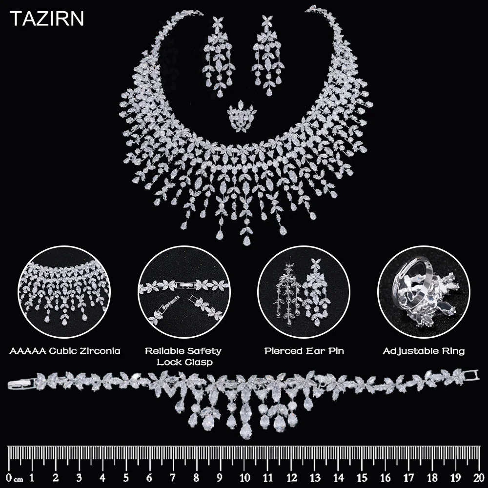 TAZIRN 5A Cubic Zirconia Arab Dubai Wedding Jewelry Set Womens Party Ball Anniversary 2/4 CZ Bridal Accessories 241106
