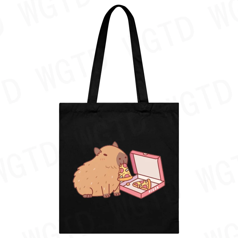 Cute Capybara Canvas Bag for Women Shopper Handbags Environmental Storage Reusable Shoulder Tote Bag Cartoon Capybara Hand Bag